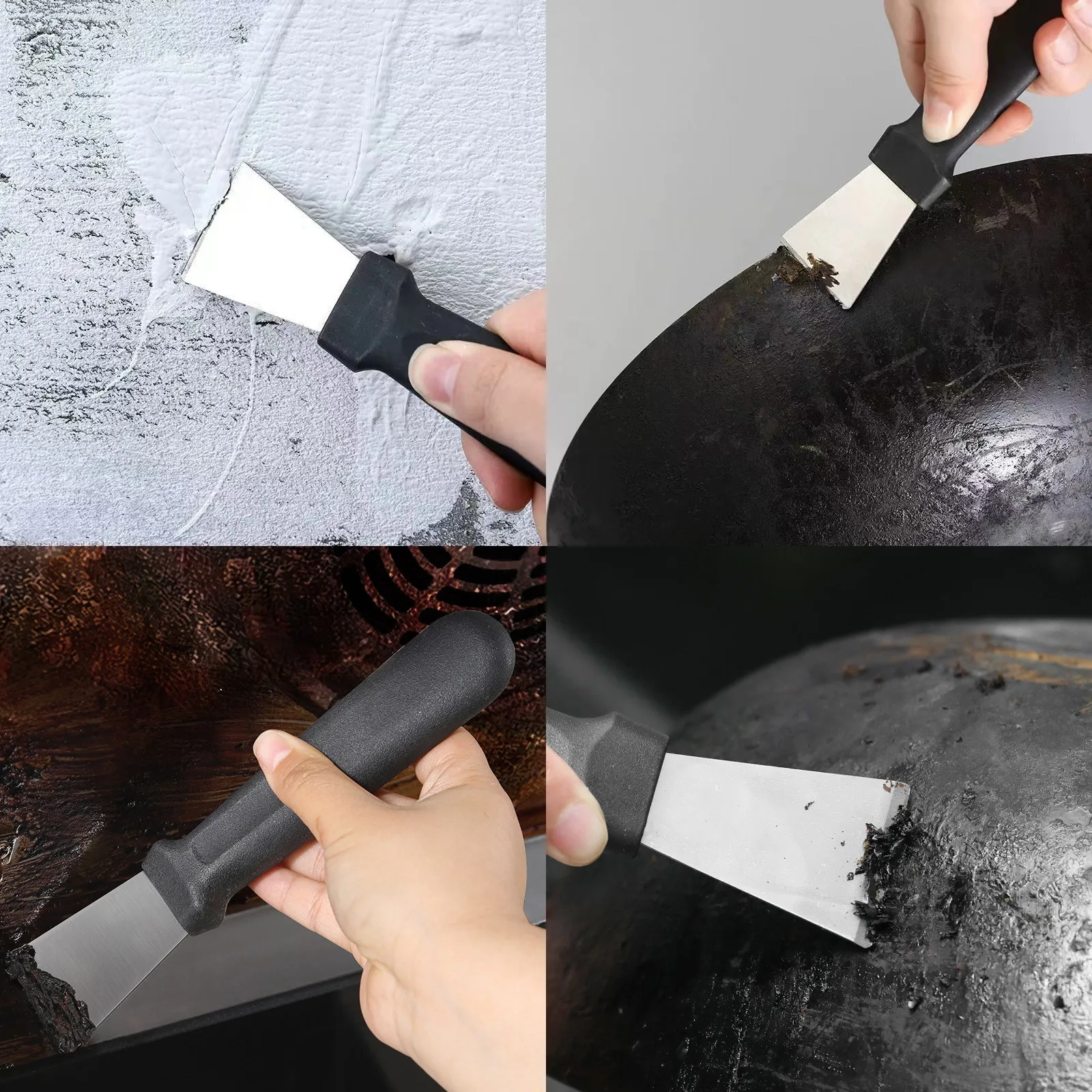 5Pcs Stainless Steel Kitchen Cleaning Spatulas Ergonomic Scrapers Multipurpose Freezer Defrost Refrigerator Ice Scrapers Oven