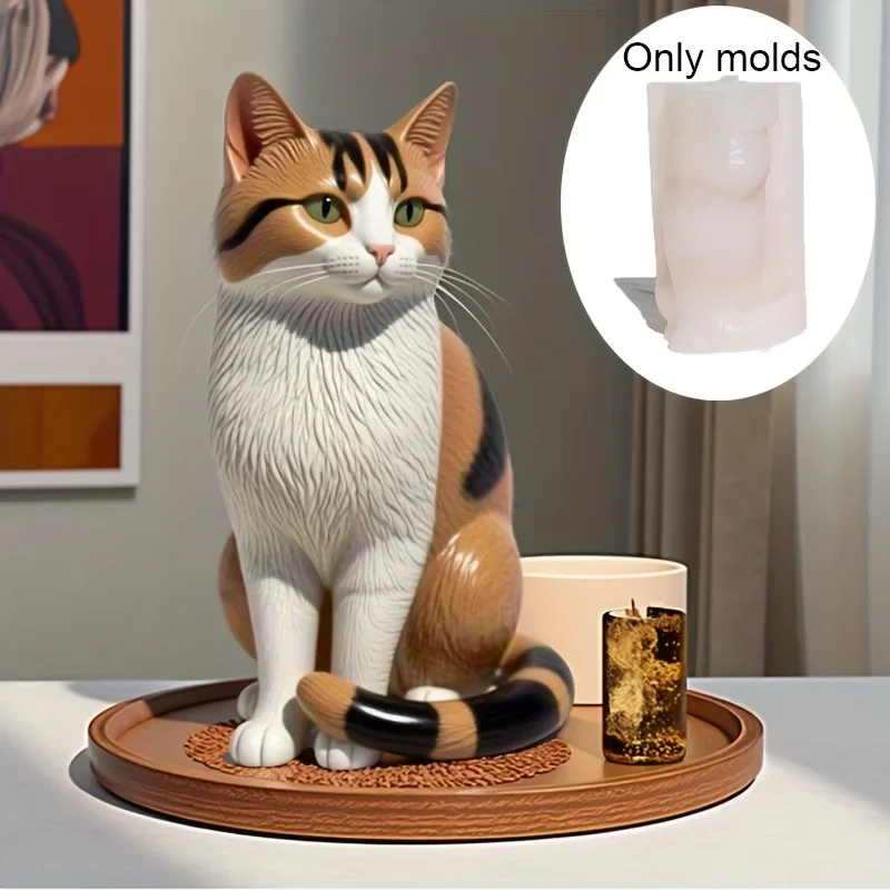 Cute Kitten Aromatherapy Candle Silicone Mold Animal Cat Epoxy Resin Diffuser Stone Ornaments Home Garden Decor