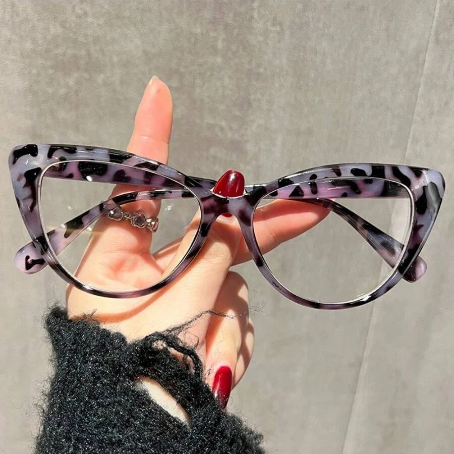 1Pc frauen Plain Gläser Neue Stil Hochwertige Cat-Eye Persönlichkeit Mode Leopard Print Design Casual Vielseitig Keine-Make-up Ess