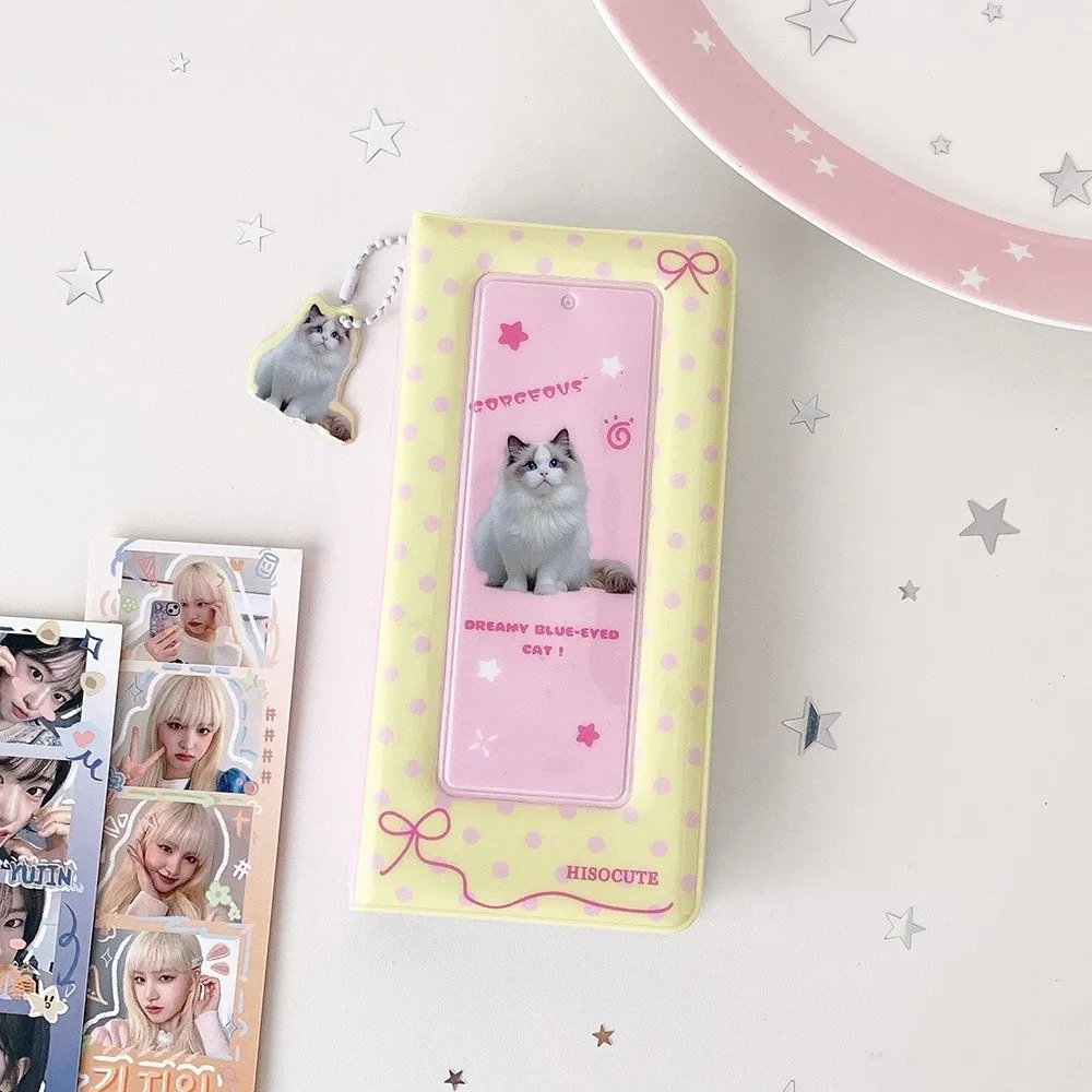 Cute Polka Dot Bow Card Album 4 Grids Hollow Photocards Holder Idol Card Protective Cover