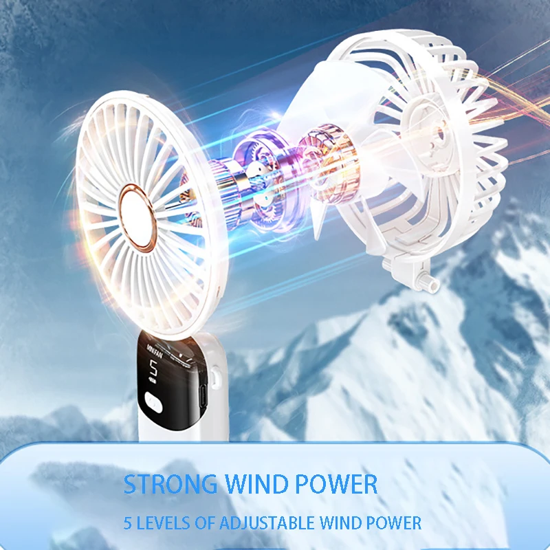 5 скоростей USB портативный мини-вентилятор Складные портативные вентиляторы тихий маленький вентилятор перезаряжаемый вентилятор с дисплеем