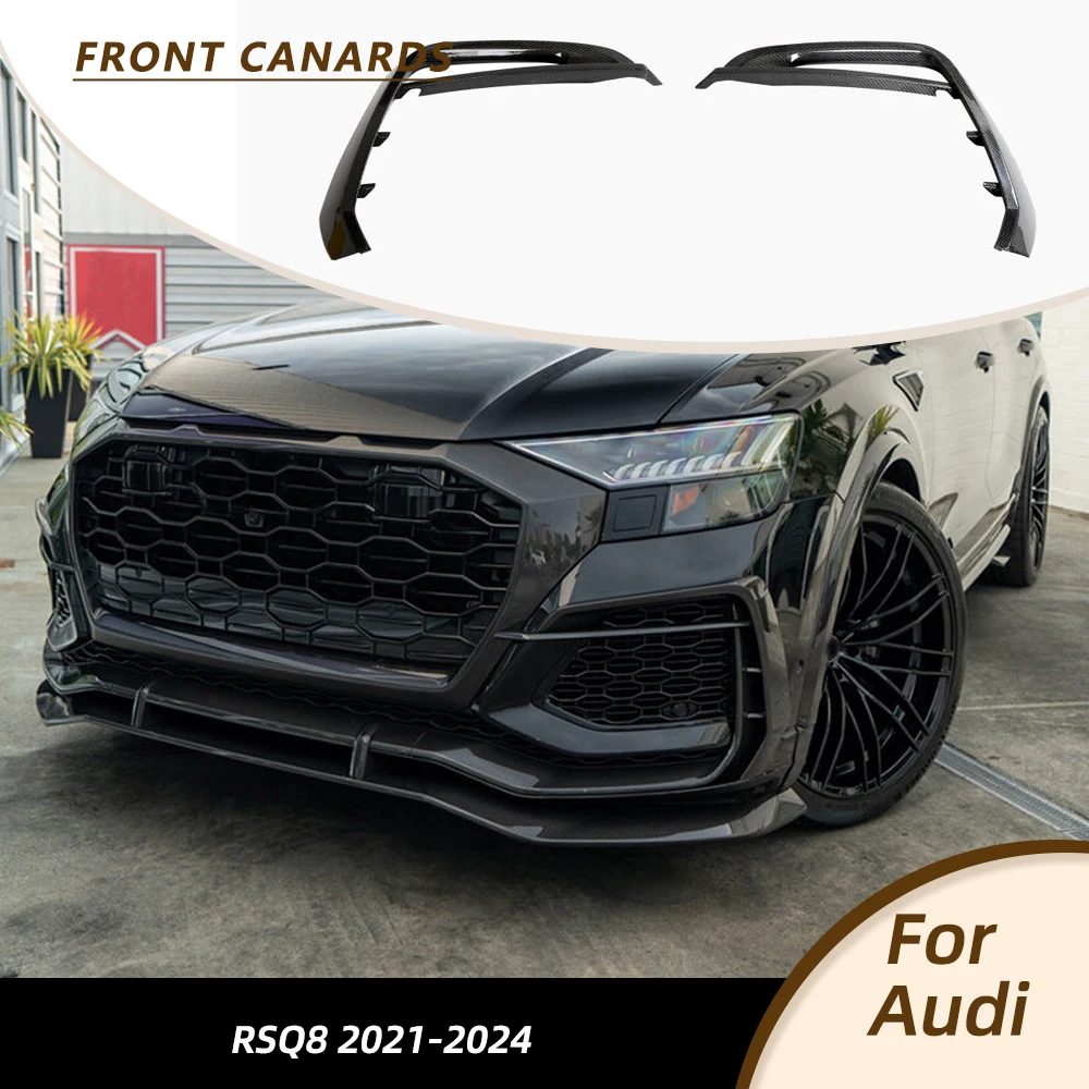 Auto-Frontstoßstangen-Canards Nebelscheinwerfer-Verkleidungen für Audi RSQ8 2020-2023 Auto-Rennsport-Karosserie-Kits Splitter Finnen Lufteinlass aus Kohlefaser