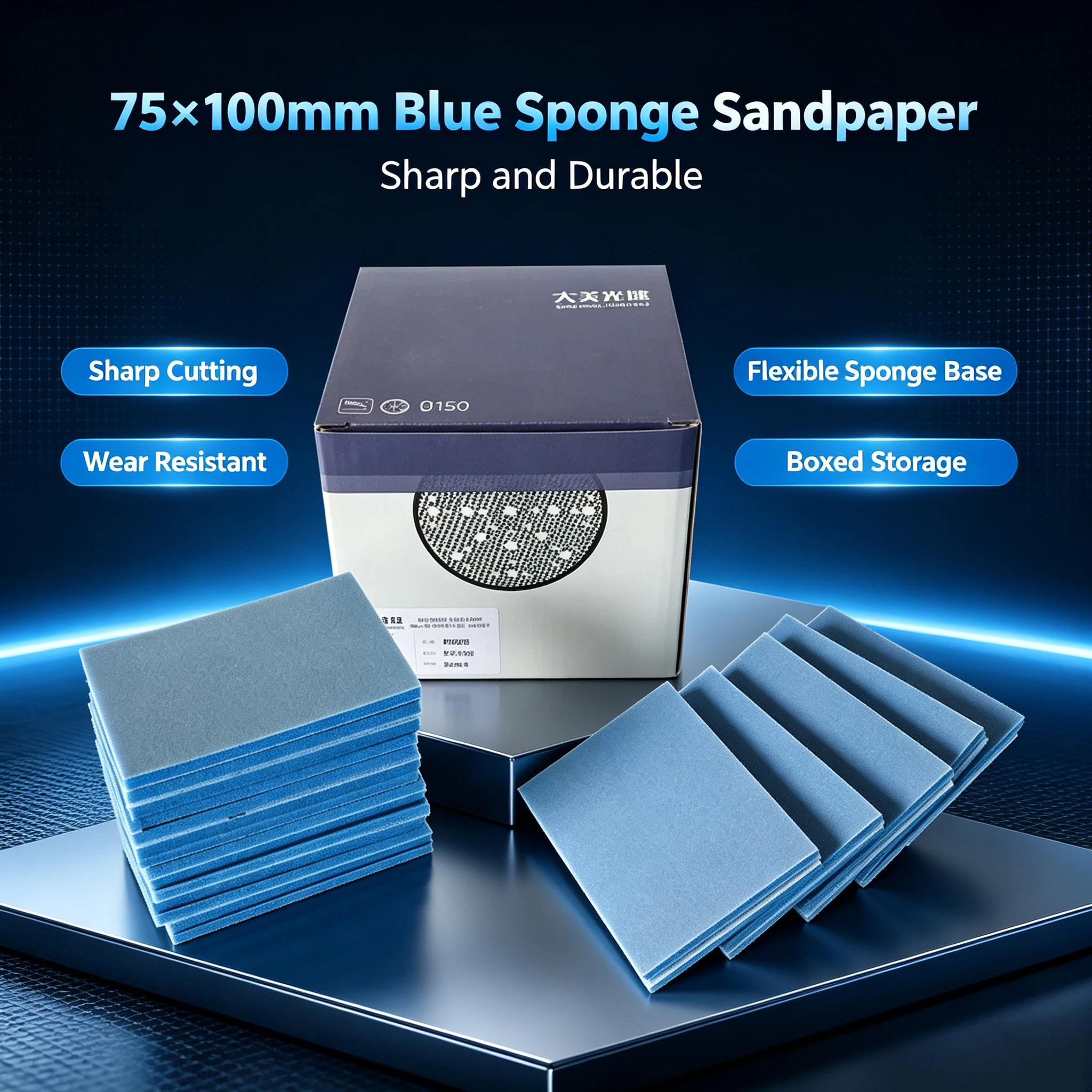 DM 75*100mm square sponge sandpaper for car paint surface grinding and polishing, sharp and wear-resistant  50 pieces