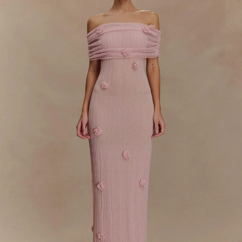 

Новое модное женское платье в французском стиле для отпуска, с объемными цветами, на одно плечо, лето 2026