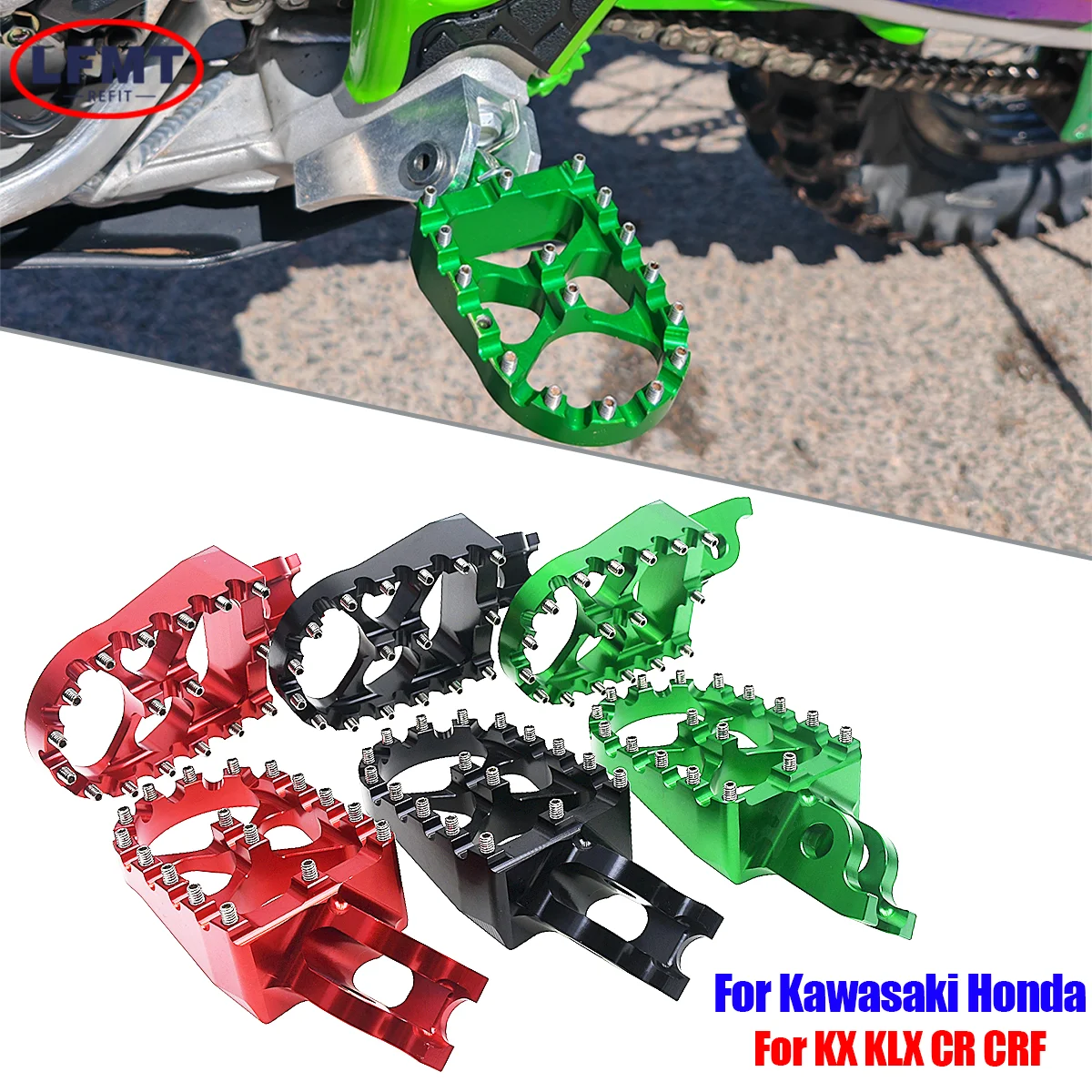 

For KAWASAKI KLX450R KX250X KX450X 2023 Motocross CNC FootRest Footpegs Foot Pegs Pedals Dirt bike KX250 KX450 KX250F KX450F