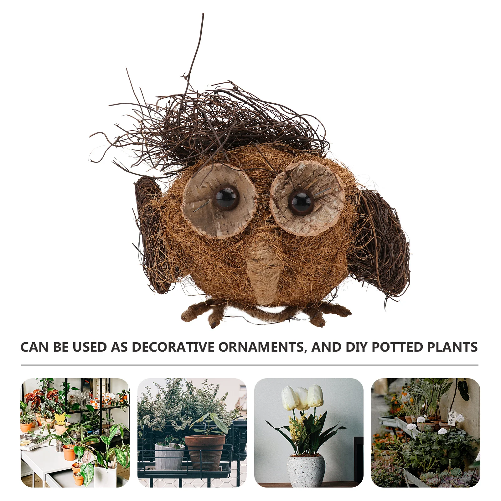 

1Pcs Creative Owl Flower Basket Premium Material Decorative Home Decor Item Brown Craft Storage Basket for Living Room