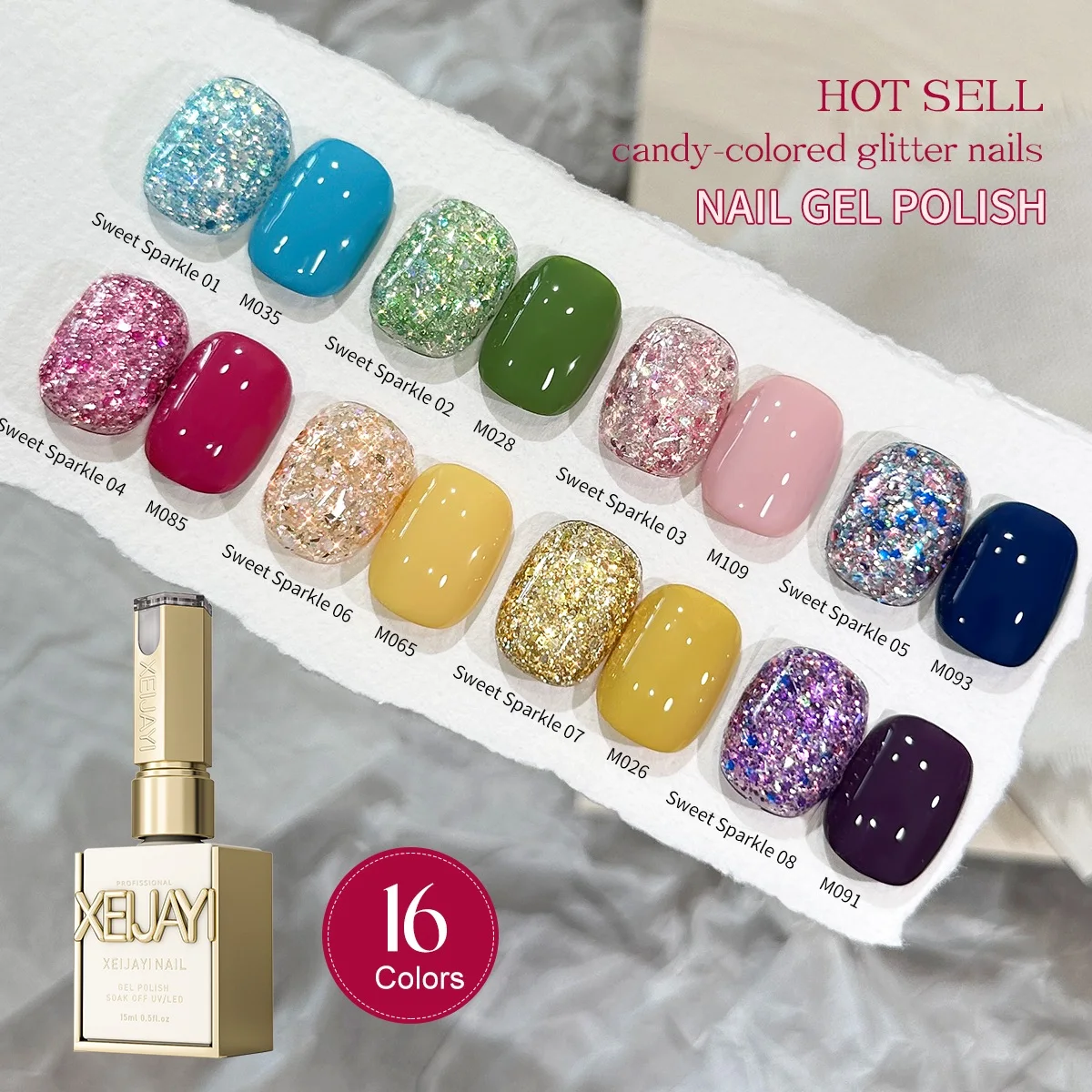 15ML  Sweet Candy Glitter Nail Gel Set Semi Permanent Nail Art Soaking UV LED Nail Salon DIY Nail Salon Gel For Spring