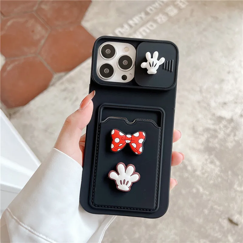 3D Fashion Cartoons Camera Lens Protection Phone Case for iphone 16 15 14 13 12 11 Pro Max 7 8 Plus X XS XR SE soft wallet Cover