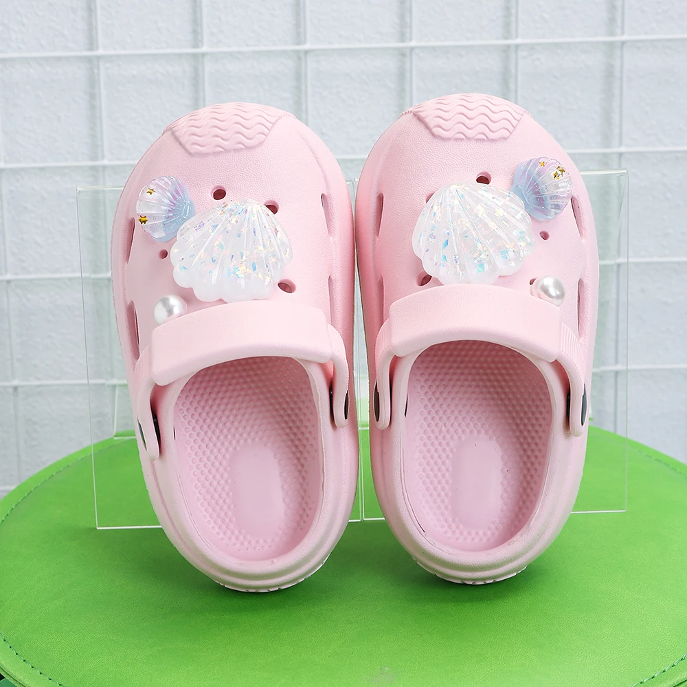 

New Fashionable Shell Slippers for Children's Summer Soft Thick Bottom Non Slip Sandals Beach Vacation Casual Cave Shoes