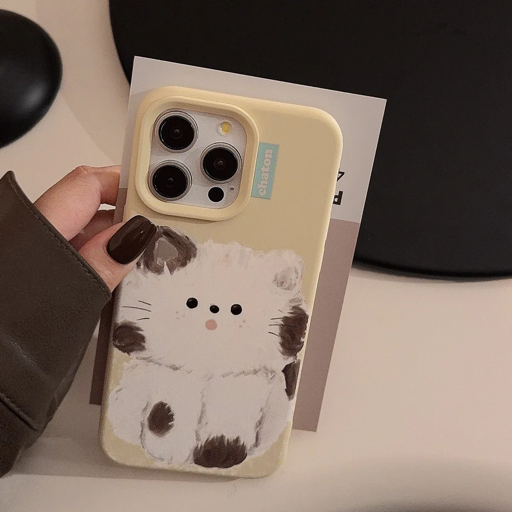النفط اللوحة القط الكرتون الحليب الأصفر قضية الهاتف المحمول ل iPhone 16/15pro جراب هاتف آيفون 14/13 #4