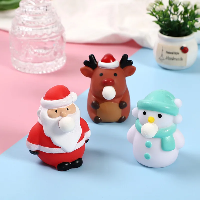 Brinquedo macio bolha de cuspe bonito papai noel bola macio pegajoso squishi alívio do estresse brinquedo engraçado presente espremer boneco de neve bola sensorial fidget