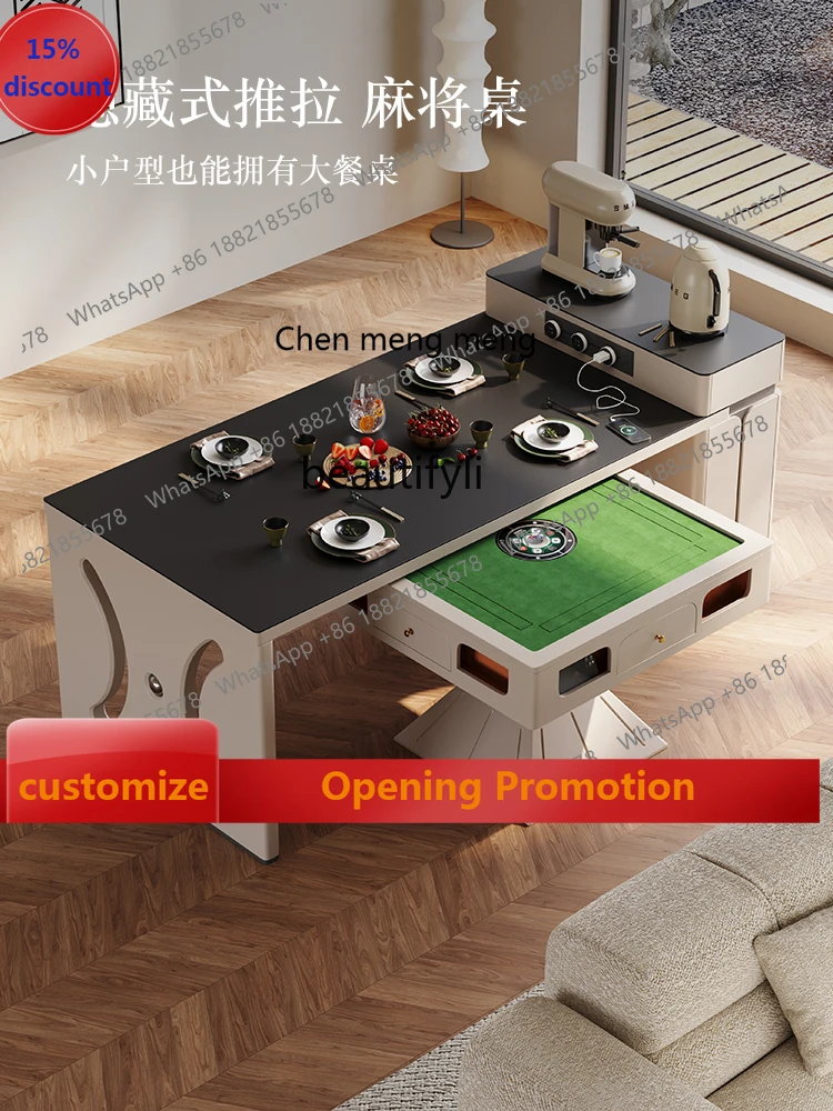 S7486 ss Retractable Kitchen Island Dining Table Mahjong Table Double-Use Living Room Home Automatic Mahjong Machine