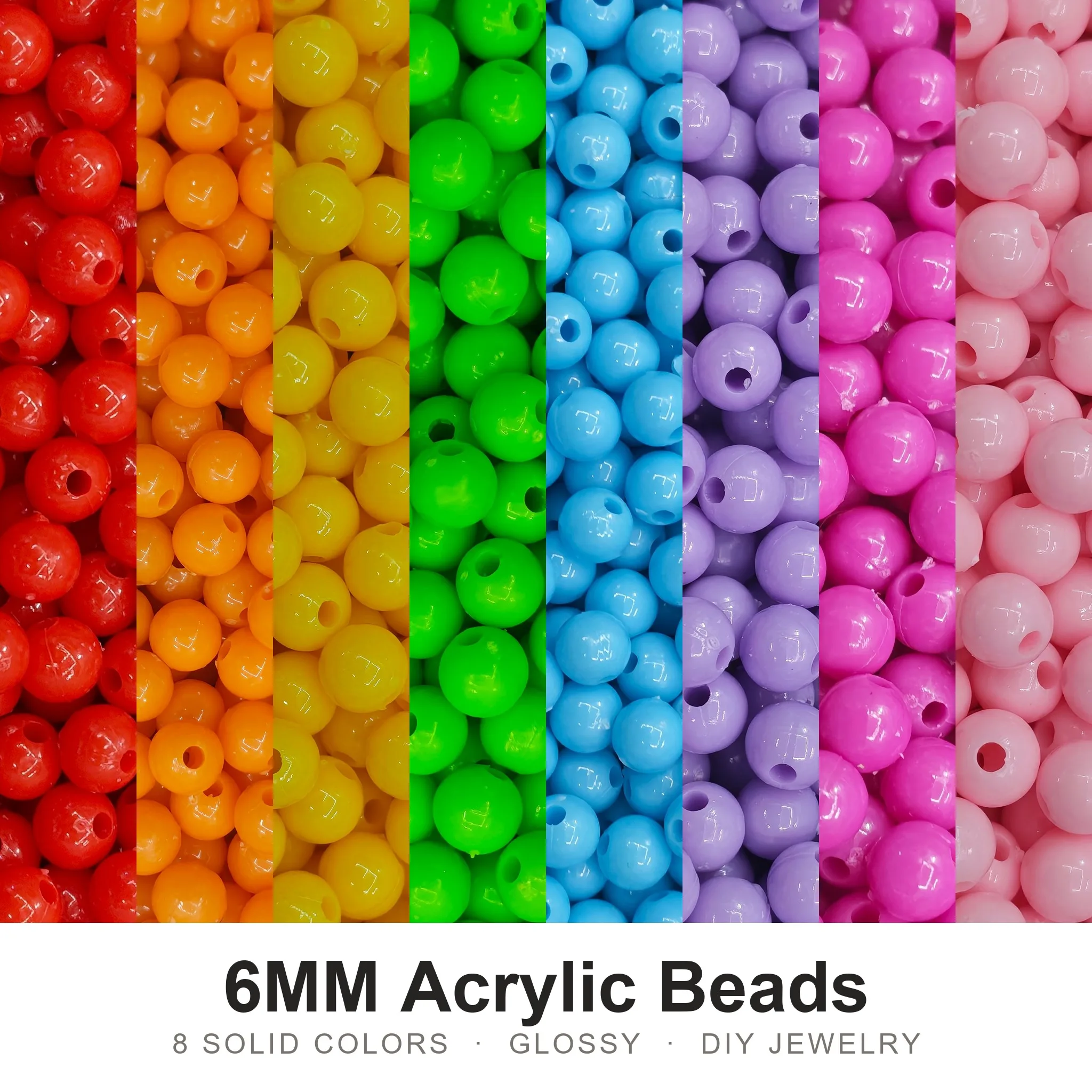 Jewelry Making Kits For Kids - 200pcs 6mm Acrylic Round Beads Colorful