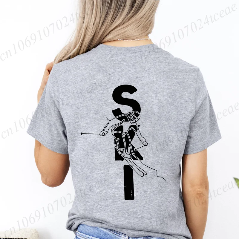 Ski Snowboarding Shirt Tshirt Clothing,Winter Skiing Sports Tops for Women Men,Skier Gifts, Ski Trip Tee Clothes