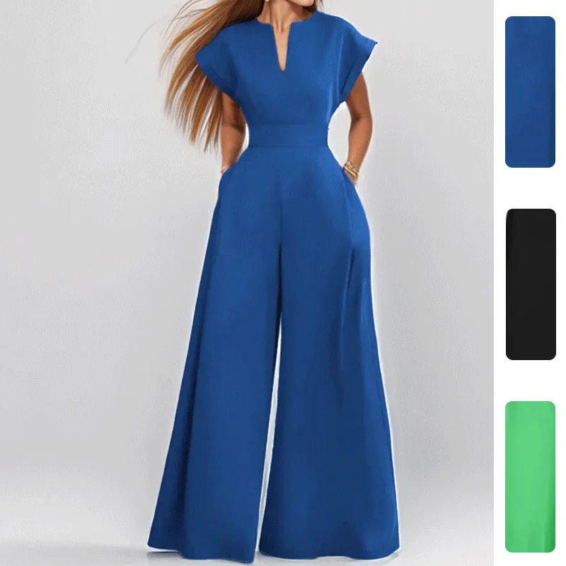 

Women's Wide Leg Jumpsuit Rers Overalls Long Pants Polyester Fabric Spring Season mid Waist Thin Model Chinese Production