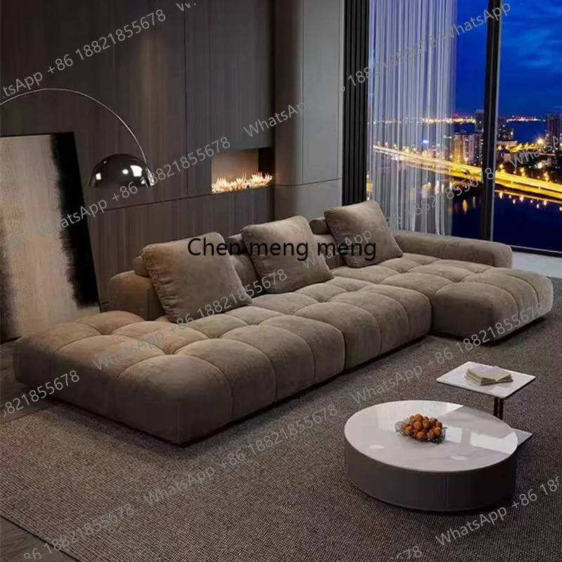 

Luxury Nordic fabric sofa retro cream wind straight row corner size apartment living room module sofa combination Modern home