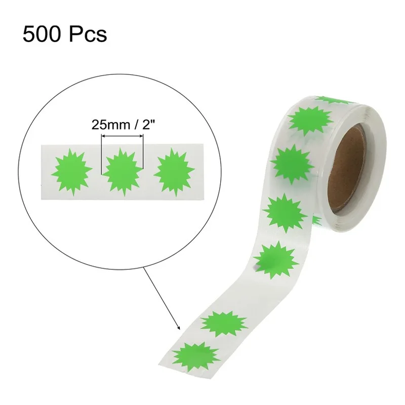 500Pcs/roll Bright Colorful Adhesive Stickers Fluorescent Awards Label Stickers Kindergarten Explosion Shape Tag Sticker 1 inch