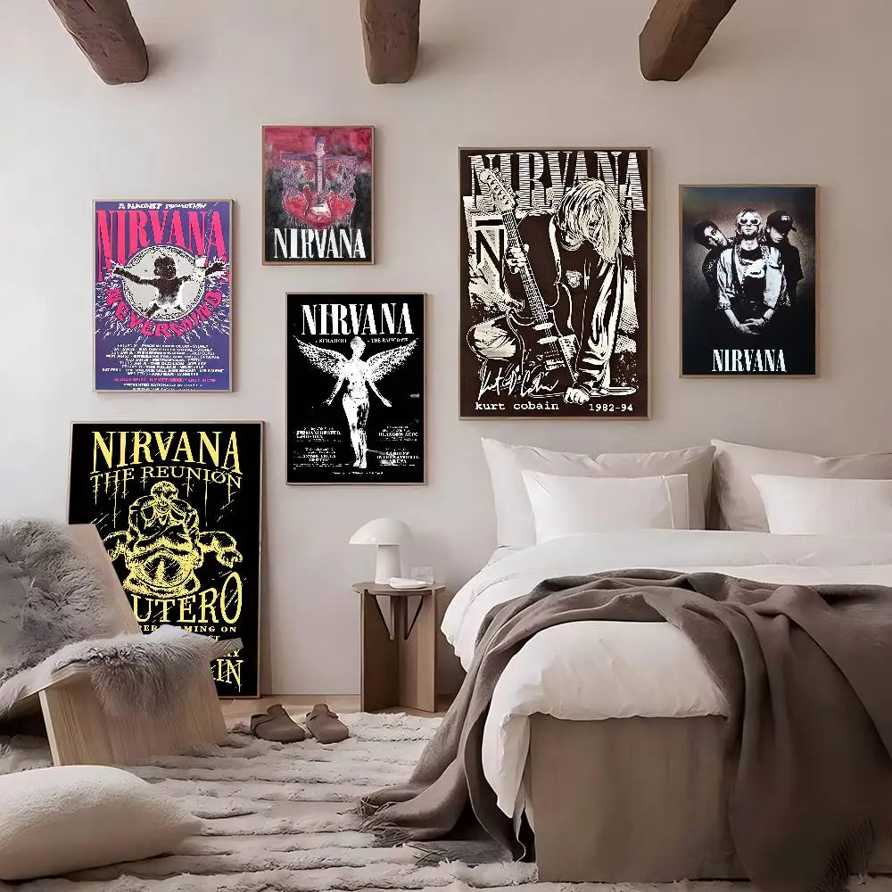 

Винтажный классический постер N-NirvanaS Band DIY, наклейка на стену для декора гостиной, бара, украшения стен