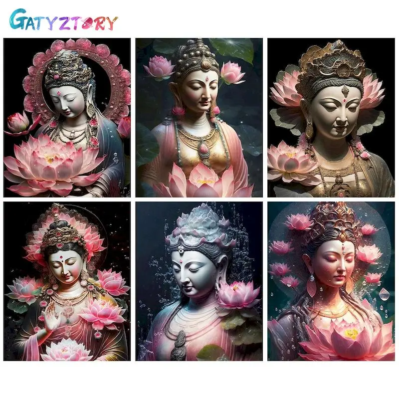 

GATYZTORY Painting By Number Portrait Frame Coloring By Numbers Religion Drawing On Canvas DIY Home Decoration Gift 50x65cm