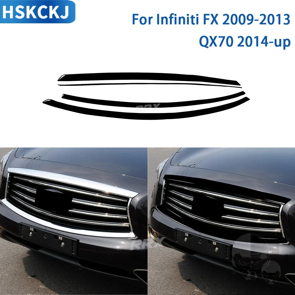 

For Infiniti FX 2009-2013 QX70 2014+ Car Accessories Interior Front Bumper Cover Trim Sticker Modification Glossy Black Plastic