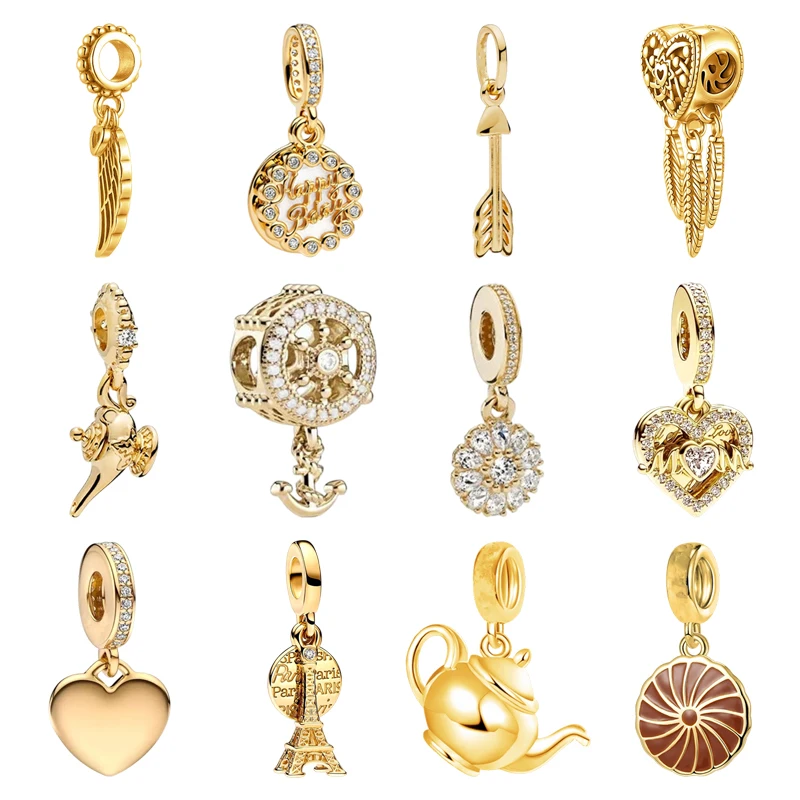 هدايا مجوهرات جديدة يمكنك صنعها بنفسك متألقة قابلة للانفصال للشمس والقمر لاكي ستار وقلب شجرة عائلية على شكل فراشة خرز ساحر يناسب السوار الأصلي