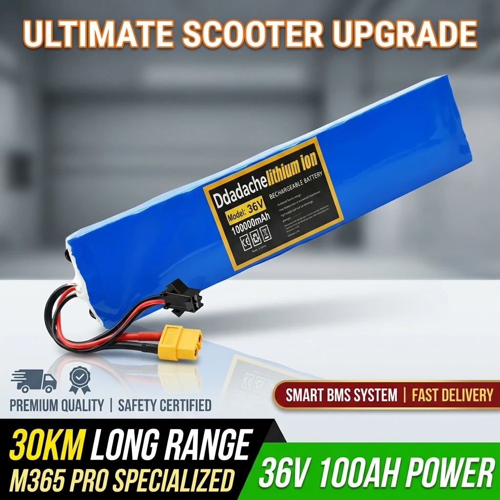 36V 100000mAh 10S3P Lithium-Akku-Pack, intelligenter BMS-Schutz, 30 km Reichweite, Ersatzakku für Elektroroller, mehrere Anschlussmöglichkeiten XT60 Bullet SM-Stecker