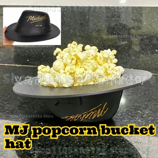 

King of Pop Michael Jackson Popcorn Bucket Hat for Fans Popcorn Tub 3D Printing Storage Box MJ Nostalgic Movie Merchandise Gift