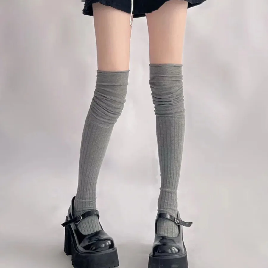 Kniestrümpfe, lange Socken für Damen, Florsocken, JK-Socken, milchig-weiß, hohe Beinstiefel, Socken, Patchwork, Knieschutz, lange Socken, Neu
