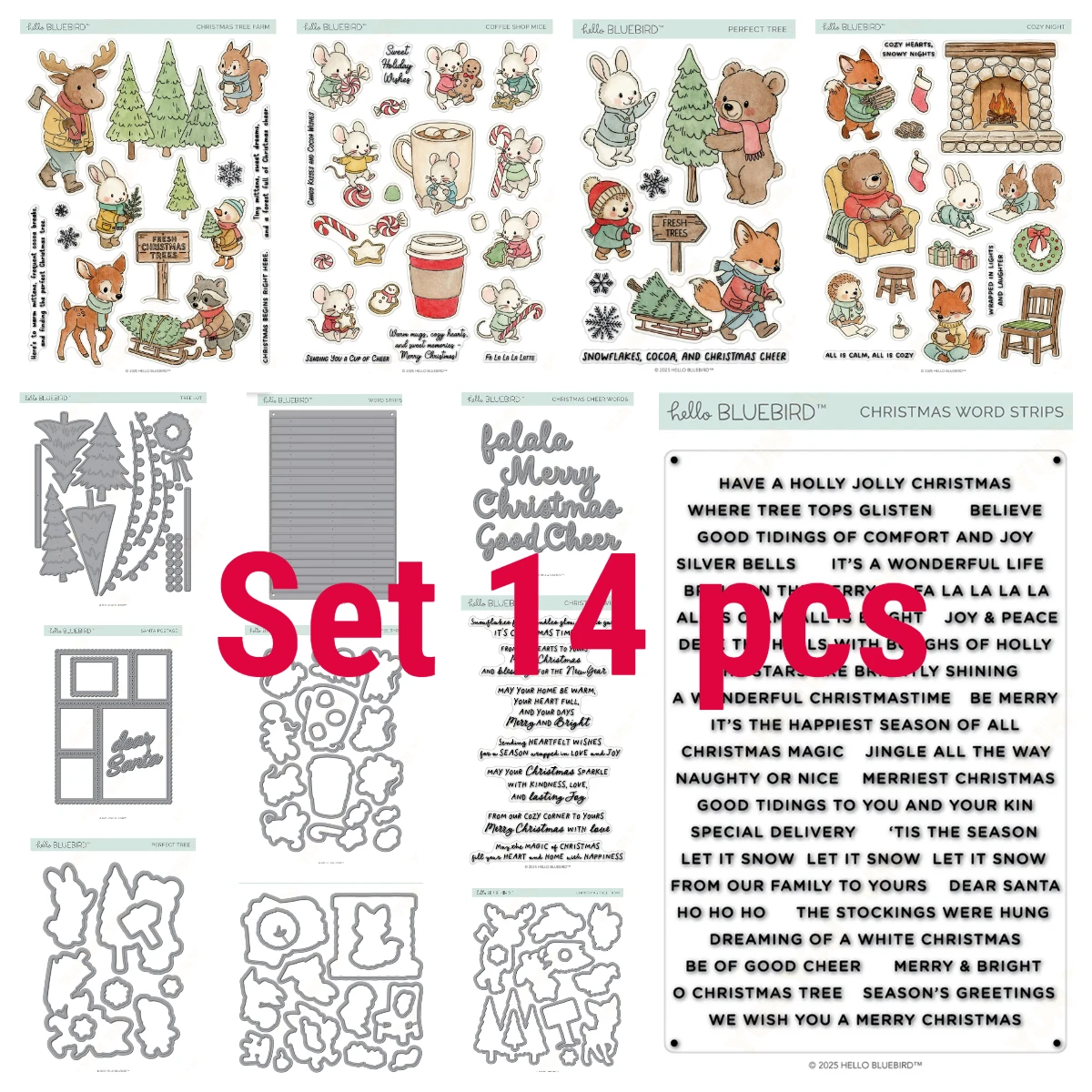 

Christmas Cheer Words Die Snowman Coffee Shop Mice Elf Set Dies Stamps Metal Cutting Dies DIY Scrapbooking Diary Greeting Cards