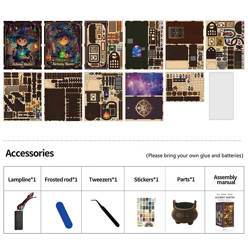 DIY Book Nook Kit Magic House Manufacturer 3D Wood Mini Book Nook Magic House Eco-friendly Wooden Dollhouse Library for Adults