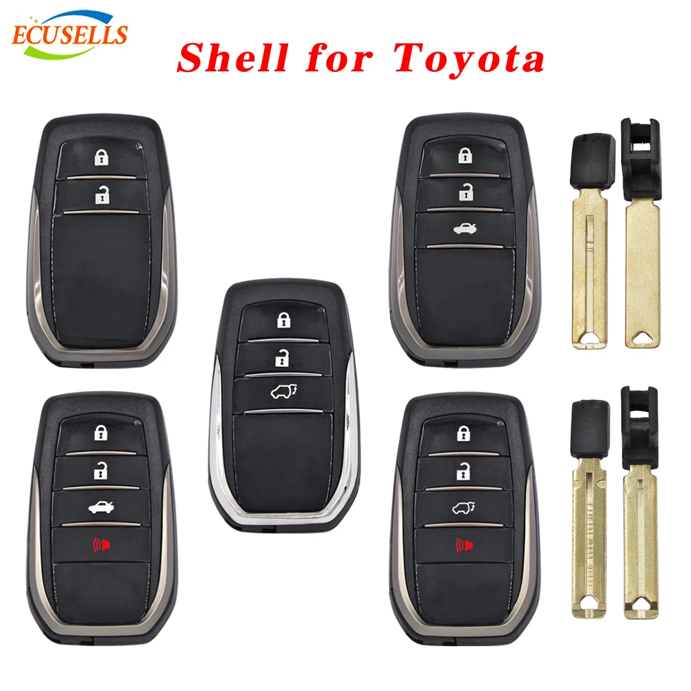Ecusells-حافظة مفتاح التحكم عن بعد لتويوتا RAV4 ، هايلكس ، لاند كروزر ، إنوفا ، فيليفاير ، SW4 ، Fit XM38 ، XSTO01EN ، لوح LT20 ، 2 أزرار ، 3 أزرار ، 4 أزرار