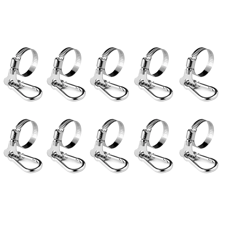 10Pcs Flagpole Rings With Carabiner Clamp For Vehicle, Boat, Garden 18-32Mm Adjustable Diameter