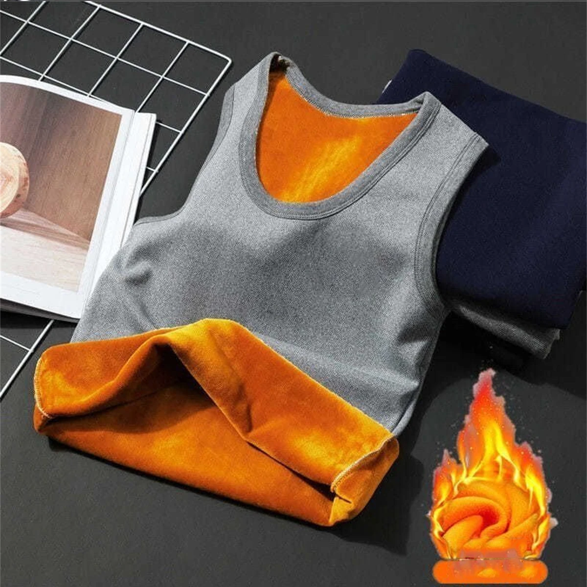 1pcs Men Thermal Underwear Man Sleeveless Vest Autumn WinterThermo Lingerie Men's Warm Top Thickening Thermo Vest Undershirt