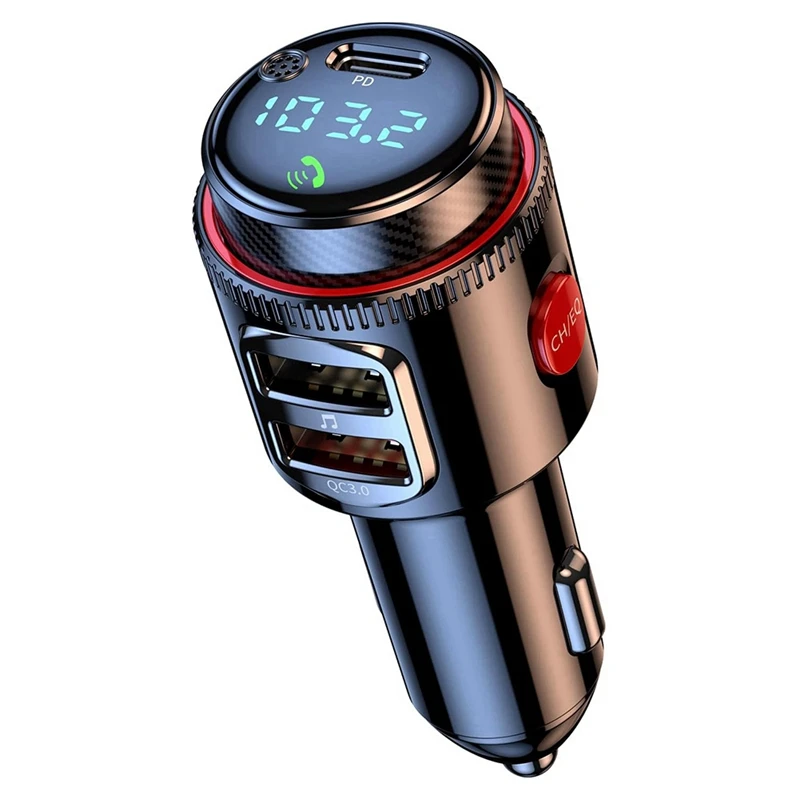 

Car Bluetooth Adapter, Wireless FM Transmitter,Dual Fast Charging, Cigarette Lighter Radio MP3 Player, Hifi Bass Sound