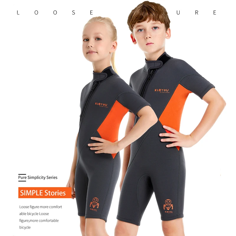 

Neoprene Wetsuits Kids Swimwears Diving Suits Short Sleeves Boys Girls Surfing Children Rash Guards Snorkel Swimsuit