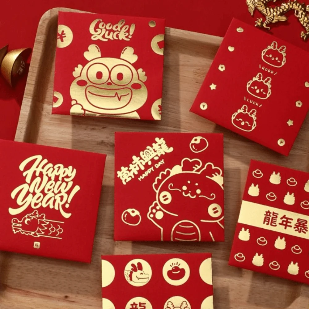 

2024 New Year Packet Red Envelope Dragon Pattern Luck Money Bag Money Pocket Best Wishes Good Luck Money Bags Celebration Party