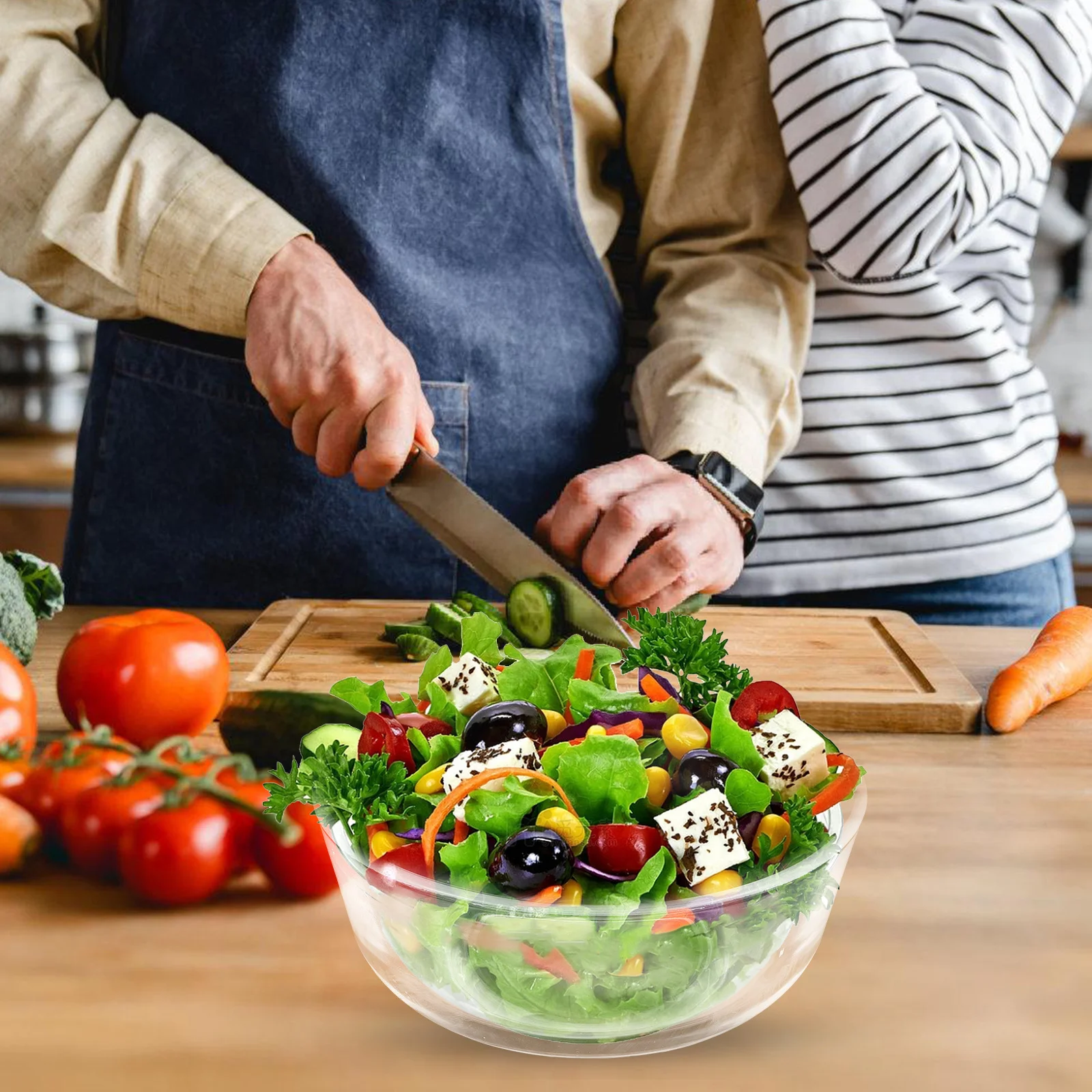 

1Pcs Clear Lead-Free Glass Salad Bowl 7 Inch Transparent Fruit Dessert Serving Dish Suitable for Weddings Parties Outdoor Use