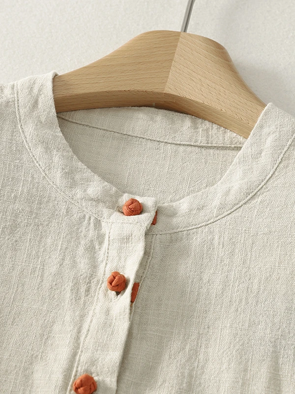 ボヘミアンスタイル 大きめサイズ レディース コットンリネン irt 禅精神 太極拳 パフォーマンスウェア ボタンディテール ルーズフィット カジュアルウェア