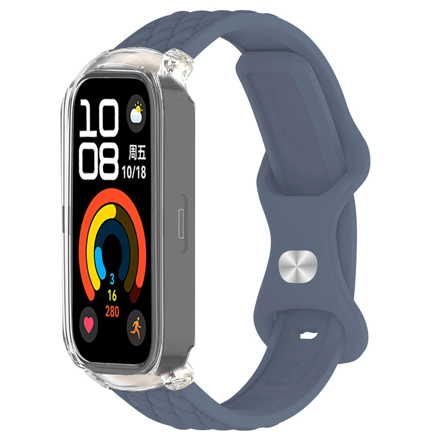 Cinturino in silicone 3D per cinturino attivo Mi Band 9 8 per Xiaomi Smart Band 8 attivo per cinturino da polso Redmi Band 3 2 con custodia per PC