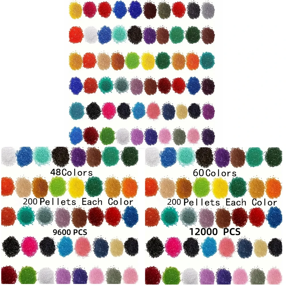 9600-12000pcs/Set Diamond Painting Beads Round Random Color Each 200pcs Total 48-60 Colors Diamond Art Beads Only Colors