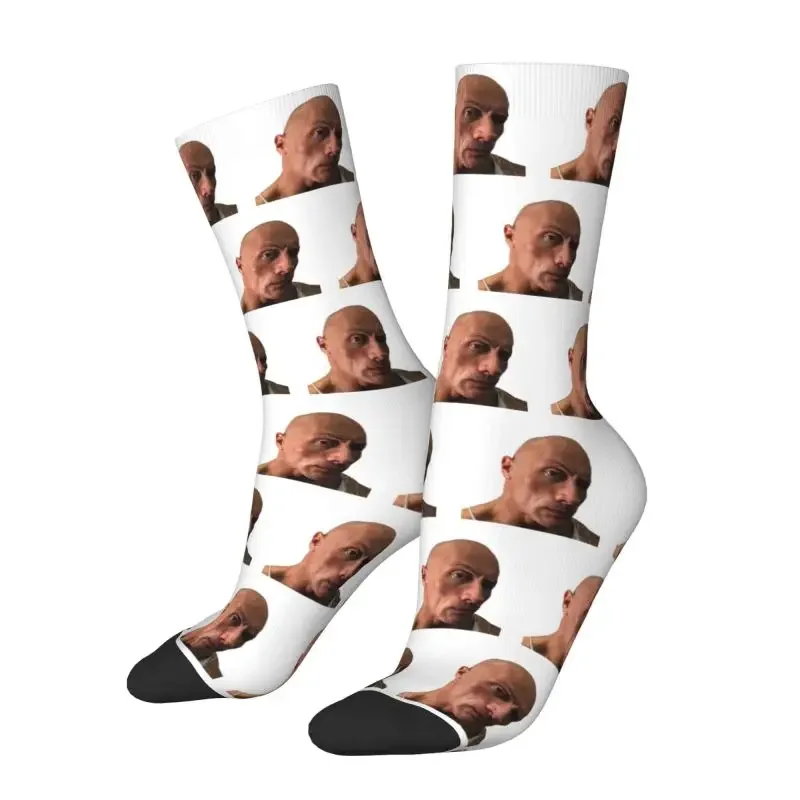 Eyebrow Meme Dwayne The Rock Johnson Men's Crazy Crew Socks Hip Hop Funny Spring Summer Autumn Winter Dress Socks