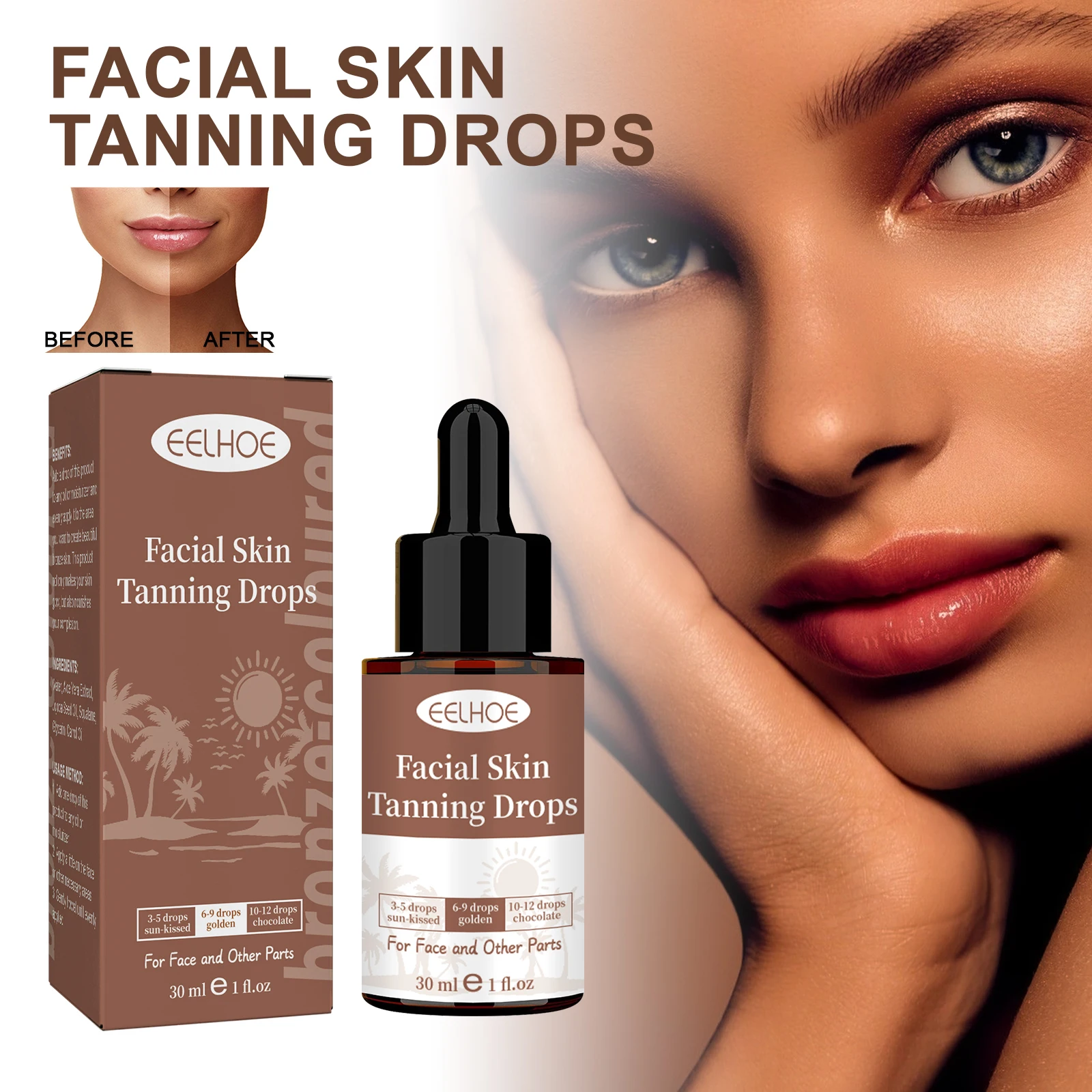 Tanning Face Serum Face Body Tanning Bed Outdoor Fine Line Repair Skin Serum Dark Bronzer Self Tanning Serum Drops