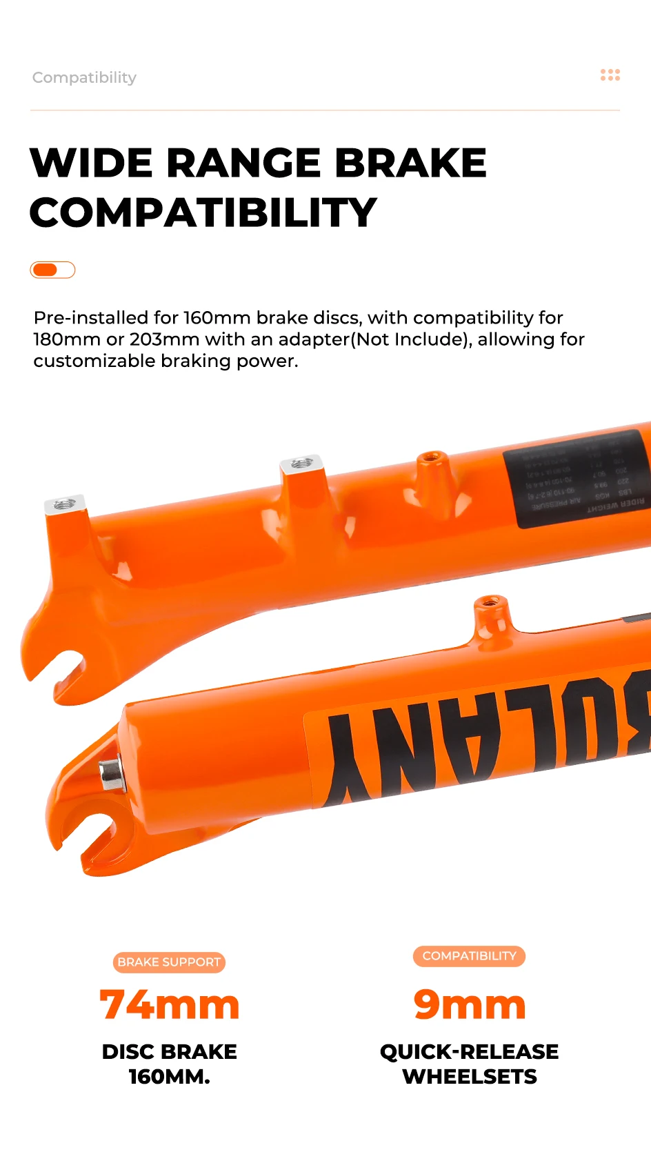 BOLANY Fahrrad-Luftgabel, 27,5/29 Zoll, 120 mm, Reiseöl, Luftfederung, leichte Schnellspanner-Fahrradgabel aus Magnesiumlegierung – Detail 10