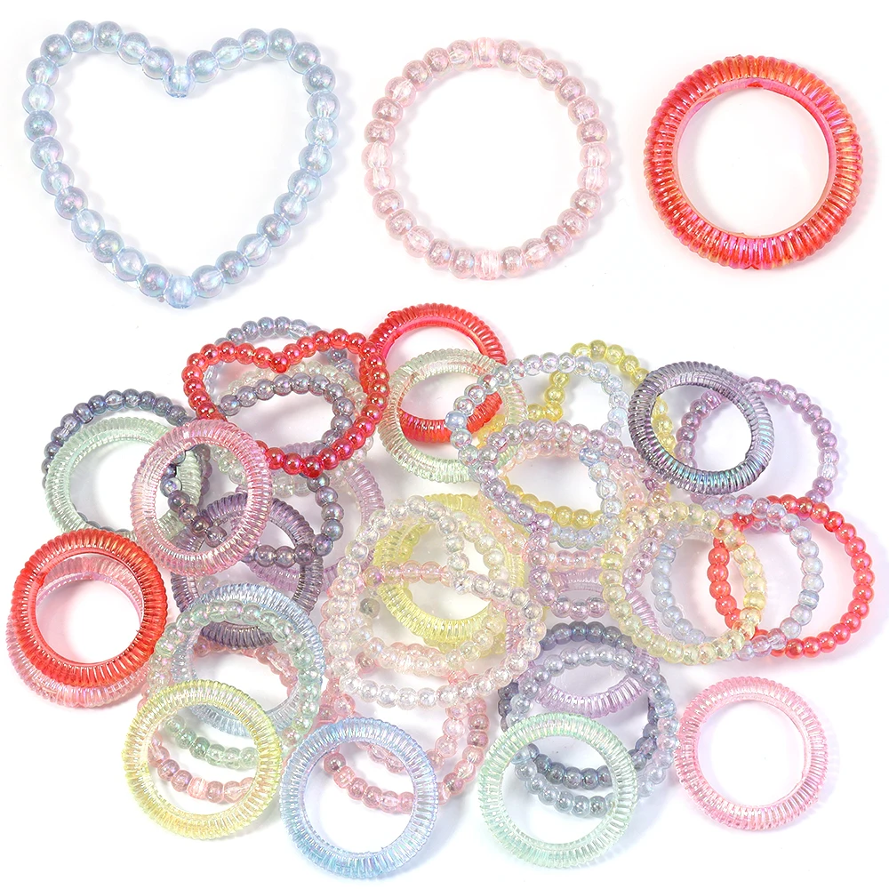 20 Stück/Lot farbige, herzförmige, runde, hohle Acrylperlen, lose Abstandsperlen für die Schmuckherstellung, DIY-Armband, Ohrring-Charms, Zubehör