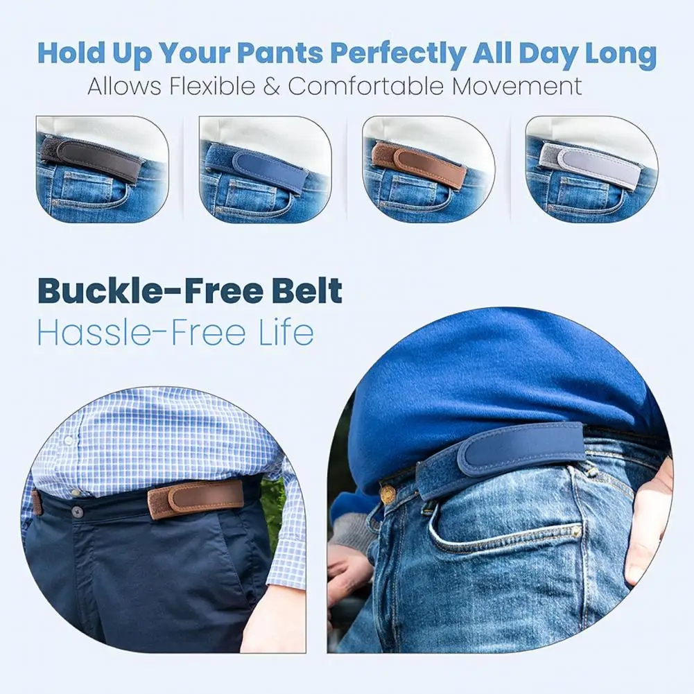 Lazy Belt Invisible Buckle Elastic Belt Fastener for Jeans Lazy People's Waistband Design Anti-slip Invisible Elastic Band No