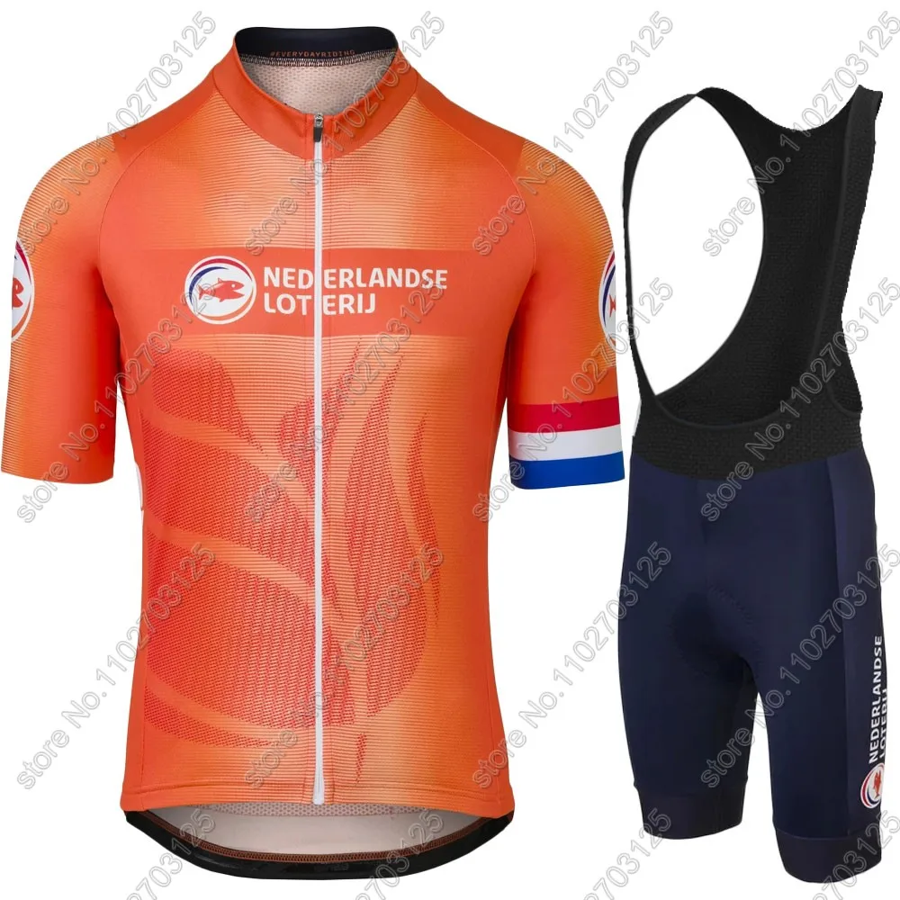 Netherlands National Team 2024 Cycling Jersey Set Dutch World Champion Cycling Clothing Road Bike Shirts Suit Bib Shorts MTB