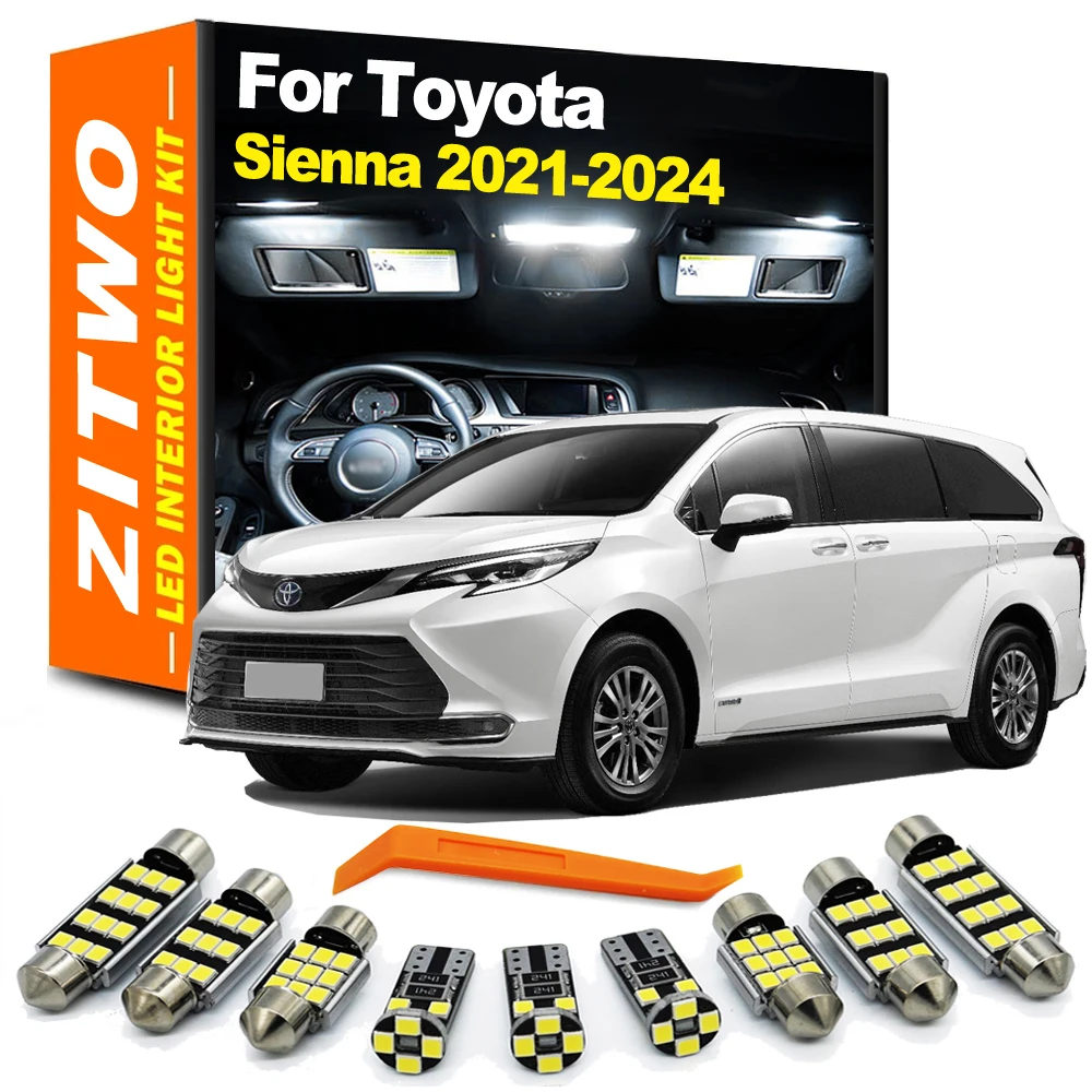 ZITWO 17Pcs For New Toyota Sienna 2021 2022 2023 2024 Car Bulbs LED interior Dome Map Reading Trunk Door Plate Light Kit