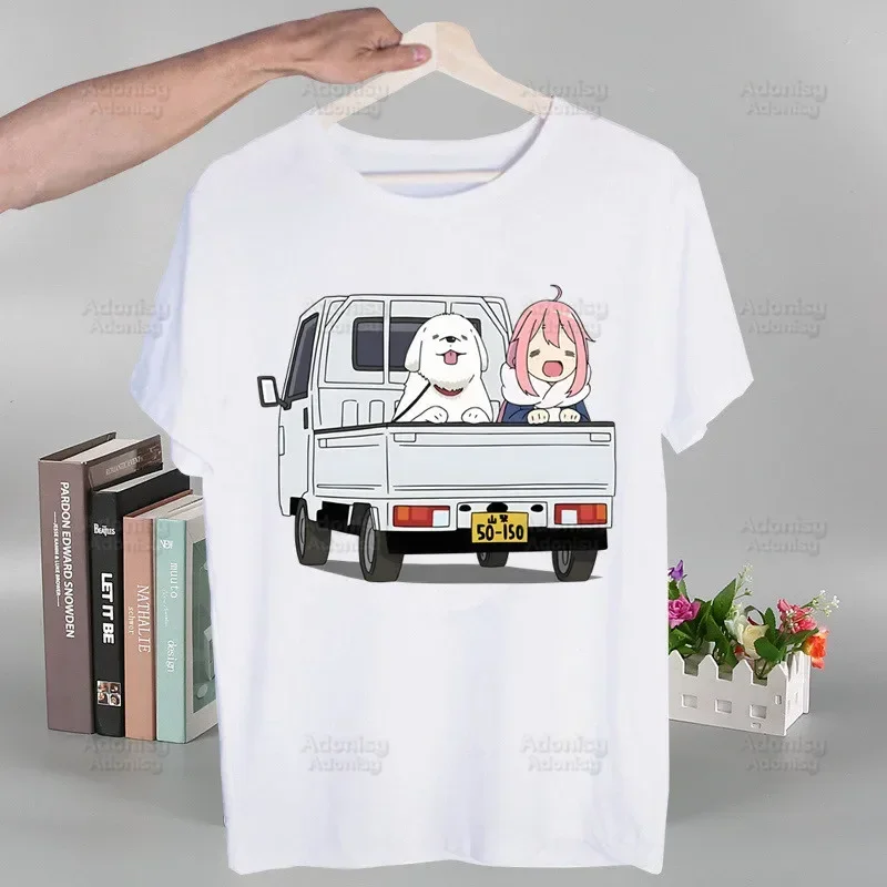 Yuru Camp Printing Street Style Casual Anime Nadeshiko Short Sleeve Men T Shirt Loose O-neck Tshirt Male T-shirt