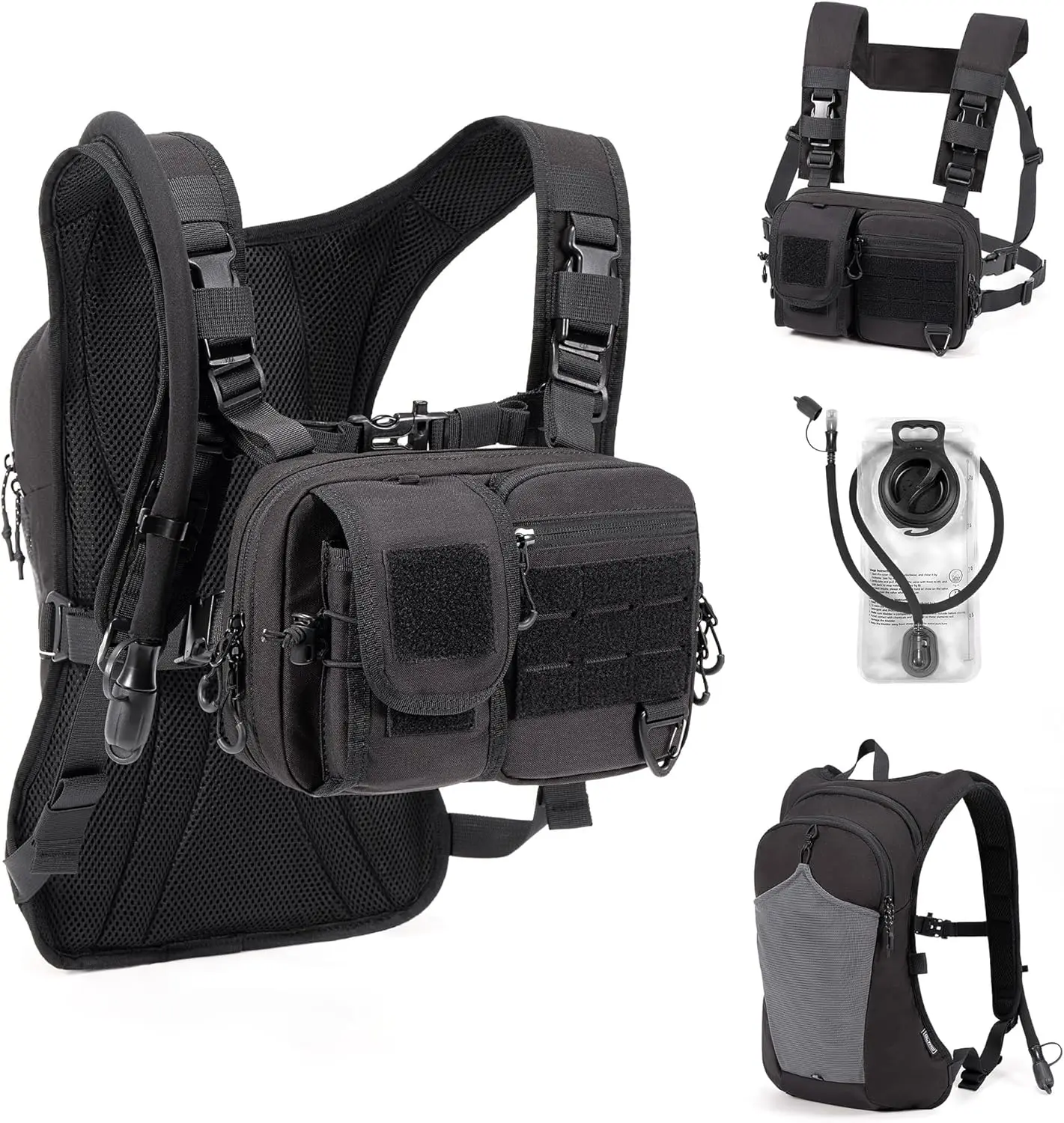 

2-in-1 Hydration Chest Pack & Backpack with 2.5L Bladder for Outdoor Hiking Cycling Running