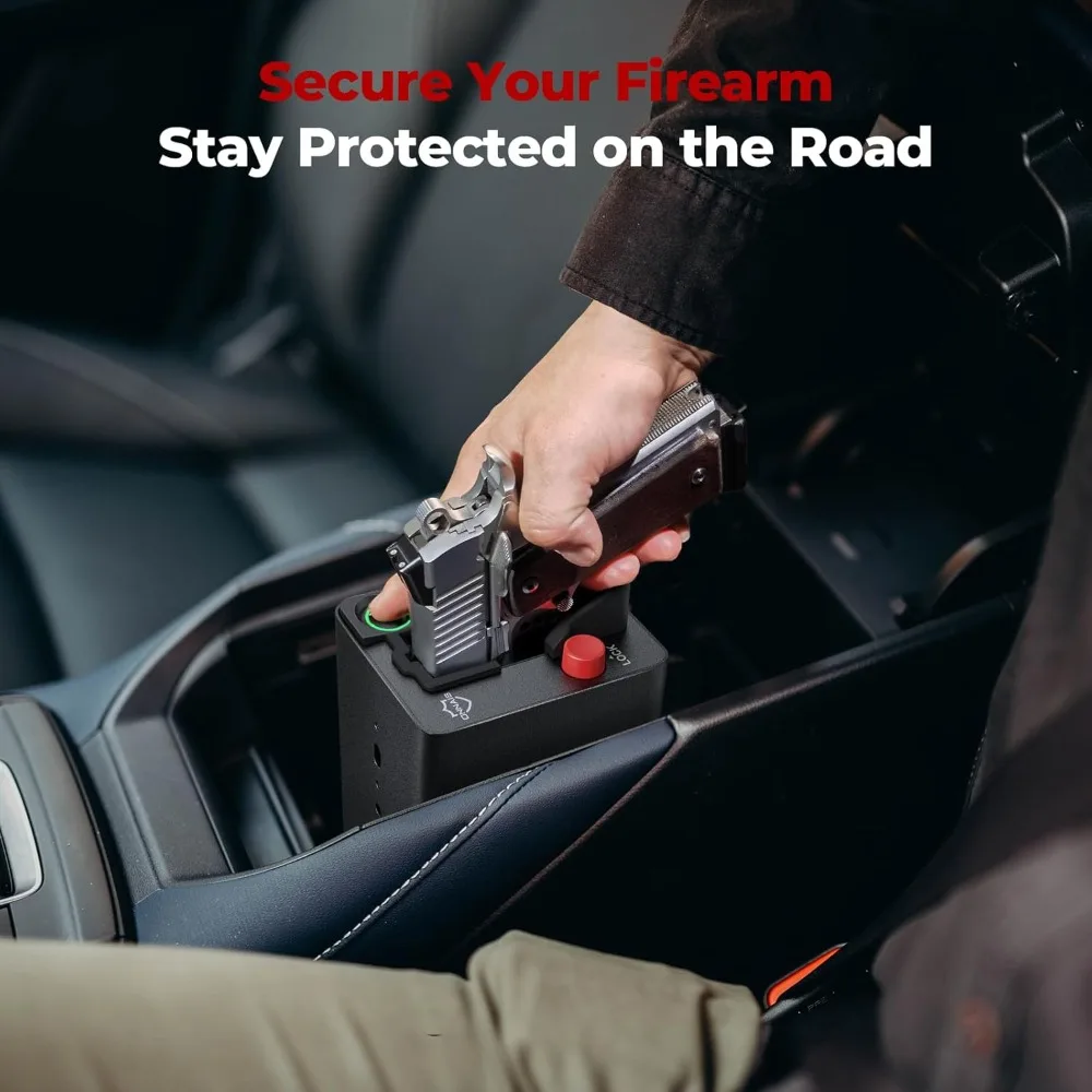 Biometric Pistol Gun Safe – Car and Bedside gun Safe for handgun with Fingerprint Trigger Lock for Quick Access, Fast Entry for